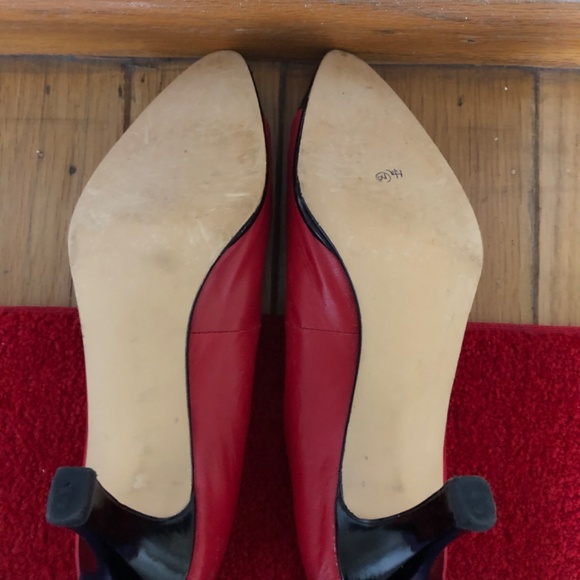 BEAUTIFUL J. RENEE RED & BLACK LEATHER/PATENT PUMPS-NEW HEEL TIPS, SIZE: 7 1/2 - Picture 3 of 8